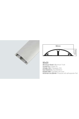 Aluminyum Balıksırtı Kablo Kanalı 90x20, Boy: 2 Metre
