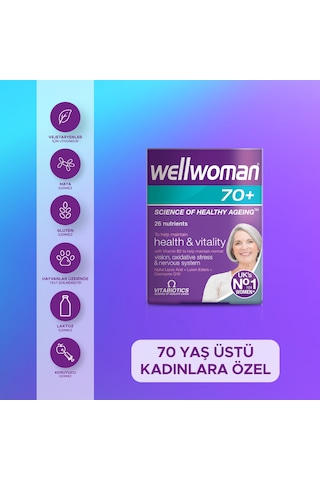 Wellwoman Demir, Biotin,Çinko,B Complex, D Vitamini İçeren 70 Yaş Üzeri Kadın Sağlığı Vitamini 30 Tablet