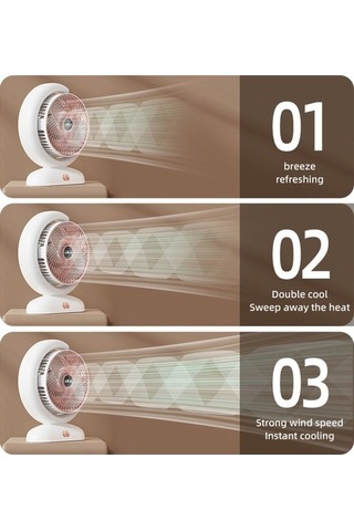 Ebitda Usb Şarjlı Uzaktan Kumandalı 3 Hızlı Masaüstü Vantilatör, Model 102, Altın/gümüş, 227x93x268mm, Serin Işık & Zamanlayıcı