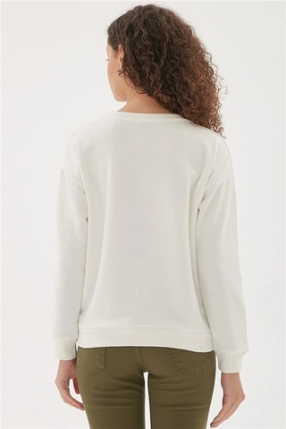 Fashion Frends 22k0842k1 Kadın Sweat Ekru