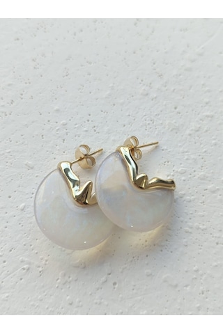 Ay Taşı Çelik Küpe Altın