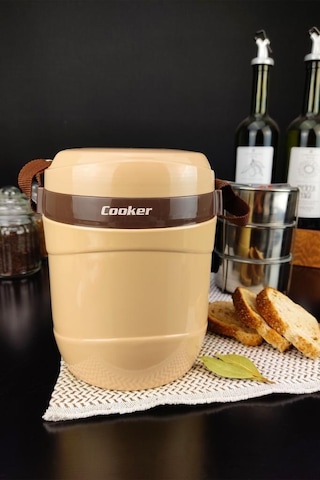 Digithome Ckr3146 Paslanmaz Çelik Hazneli 3'lü Yemek Termosu 1,2 L Bej