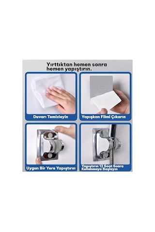 3&apos Lü Set Masajlı Filtreli Duş Başlığı Gri Kendinden Yapışkanlı Mafsal Askı 150 Cm Hortum Yüksek Basınçlı Duş Seti