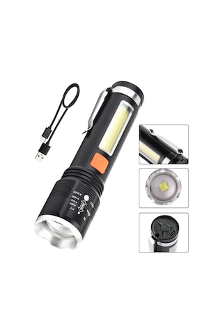 Gold Orion Km-102 4 Modlu Tip-c Şarjlı Zoomlu Taktikal El Feneri Açık Gri