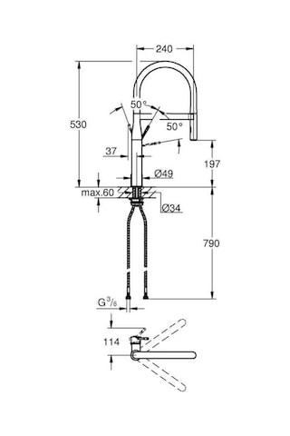 Grohe Eviye Bataryası Spiralli 2 Fonksiyonlu Essence Krom/Siyah-30294000