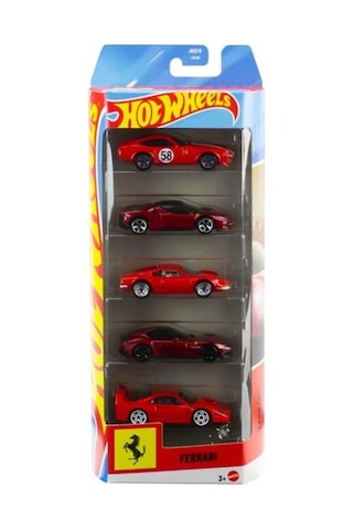Hot Wheels 5'li Araba Seti - Ferrari Jln12 Çok Renkli