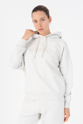 Maraton Oversize Kadın Kapüşonlu Gümüş Gri Sweatshirt Gümüş Gri