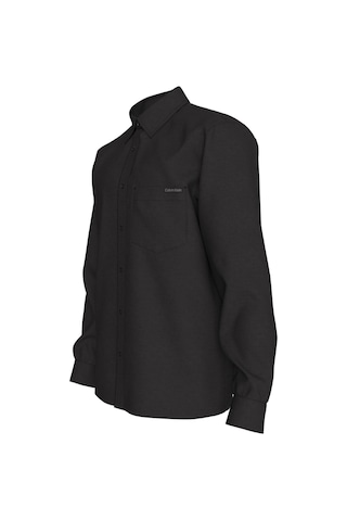 Calvin Klein Erkek Ls Sld Günlük Keten Siyah Klasik Gömlek-13670 Siyah