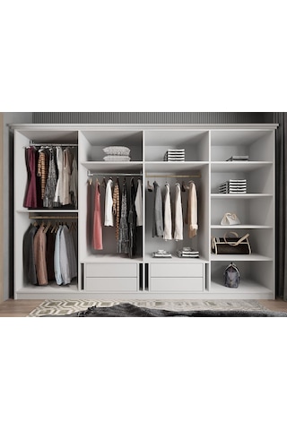 Foster Membran 8 Kapaklı Gardırop Montaj Dahil Beyaz 320 Cm