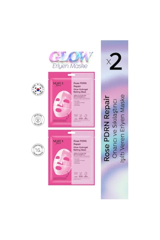 Dermal Seoul Face Gül Pdrn Onarıcı Glow Işıltı Veren Eriyen Kore Maskesi Hidrojel Maske 34 Gr 2 Adet