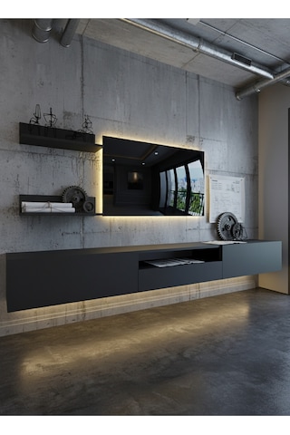 Resital Ledli Duvara Monte Tv Sehpası - Antrasit - W6019-4 Antrasit