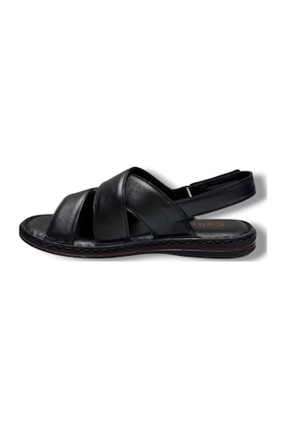 Cakgo 241-26 Hakiki Deri Ultra Soft Çapraz Bant Anatomik Erkek Sandalet Siyah
