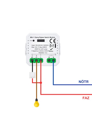 Tuya & EWelink Uyumlu Zigbee 10 A / 220 V Röle Akıllı Anahtar