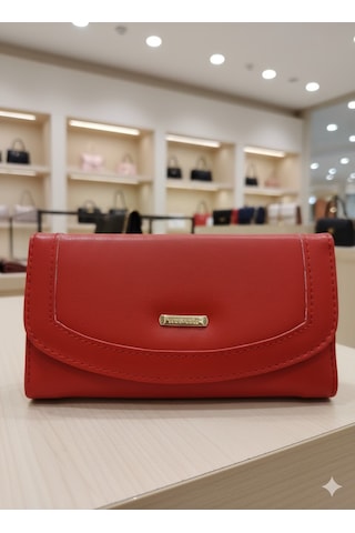Newish Polo Zarf Model Kapaklı Fermuarlı Kadın Portföy Cüzdan Krm Kırmızı