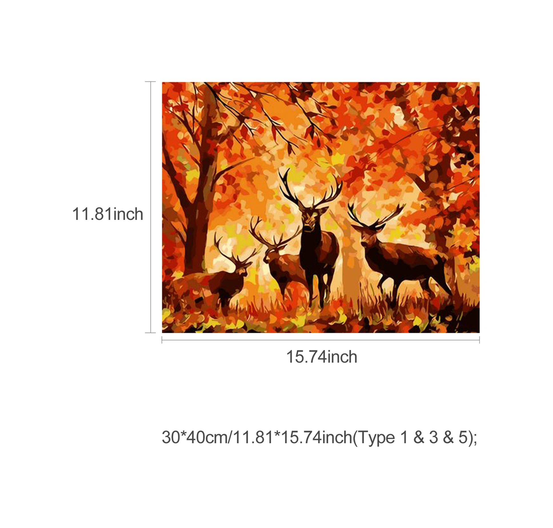 Dianziye 30x40cm Gx713 Elk Desenli Rakamlı Yağlı Boya, Ev Dekorasyonu İçin Dıy El Boyama Seti, Çerçevesiz Diğer