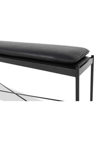 Essa Modern Suni Deri Döşemeli Metal Ayaklı Bench Gri