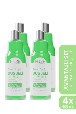 E Vitamin Topçuklu Yeşil Elma Özlü Arındırıcı Duş Jeli 4x400 Ml Elma