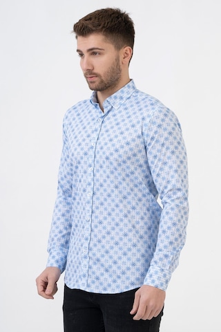 White Stone Barcelona G2311 Pamuklu Likralı Regular Fit Gömlek Desenli L Çok Renkli