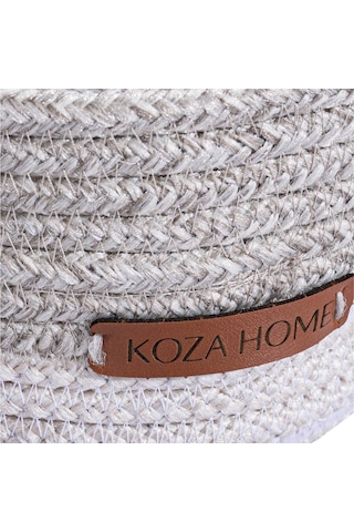 Koza Home Cesta El Yapımı Pamuklu Beyaz Gri Hasır Dekoratif Sepet 15cm