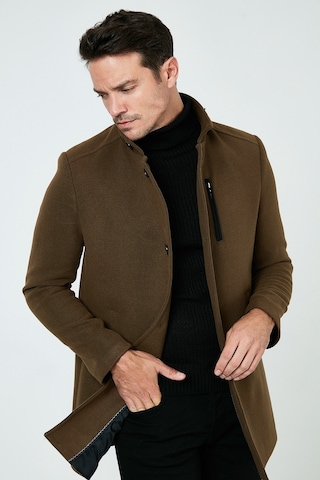 Buratti Slim Fit Düğmeli Dik Yaka Kaşe Erkek Kaban 5840099 Taba