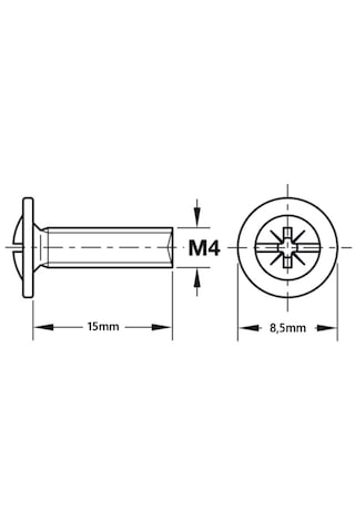 Çekmece Kulp Civatası Metrik 4 15mm 20 Adet 0-0