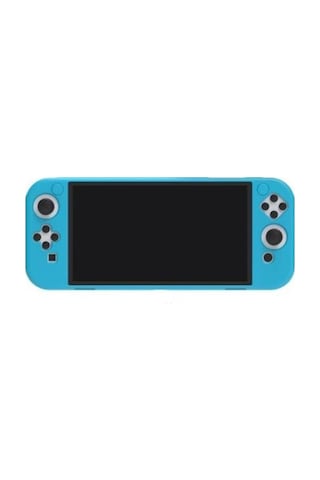 Nintendo Switch Oled El Destekli Grip Tasarımlı Koruyucu Silikon Kılıf Mavi