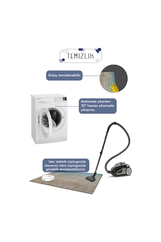 DecomiaHome D5034 DC-5034 Kitchen Dijital Baskılı Kaymaz Jüt Görünümlü Mutfak Halısı Siyah