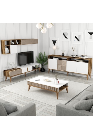 Variant Milan 3'Lü Salon Takımı - Ceviz - Beyaz