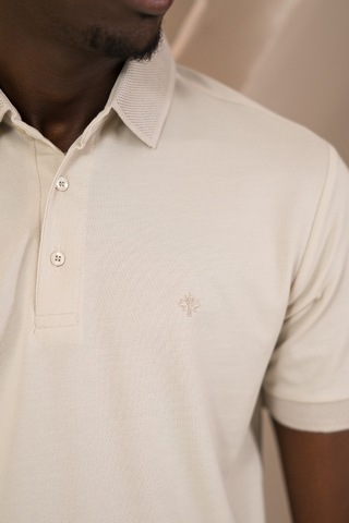 Paul Martin Örme Polo Yaka Regular Fit Pamuklu Ve Likralı T-shirt krem
