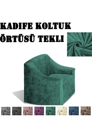StarMall Kadife Koltuk ,kanepe, çekyat Örtüsü, koltuk Kılıfı Tekli Yeşil