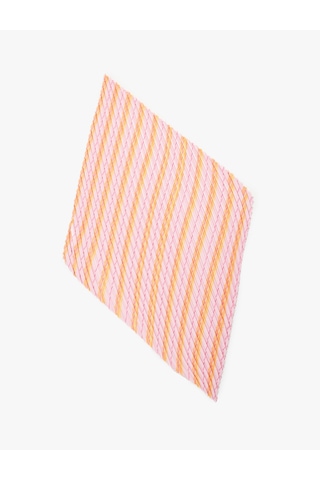 Koton Şerit Desenli Pileli Kare Saten Fular Pembe 6sak50084aa Gül