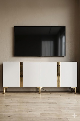 Ka1898dbg Anka Konsol Ve Tv Sehpası Safirmeşe-beyaz-gold 180cm