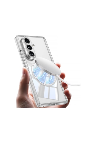 Samsung Uyumlu Galaxy Z Fold 8 Ultra M-safe Şarj Özellikli Zore Kıpta Kpt-02 Standlı Kapak Şeffaf