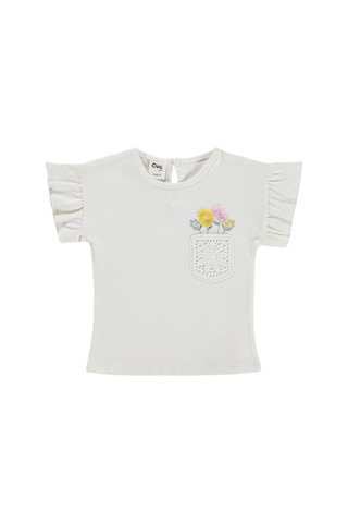 Civil Baby Çiçek Cep 6-18 Ay Tişört - Ekru