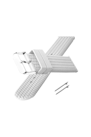 Fado 22 Mm Akıllı Pimli Silikon Baskılı Desenli Beyaz Saat Kordonu Kayışı 78 Beyaz