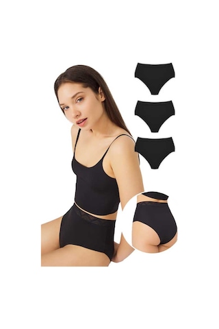 Cottonhill Basic Yüksek Bel Lazer Kesim Bikini Külot 3'lü Paket - 3 Çok Renkli 4 Çok Renkli