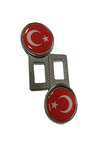 Türk Bayraklı Logolu Ikaz Ses Susturucu Metal Toka 2 Adet