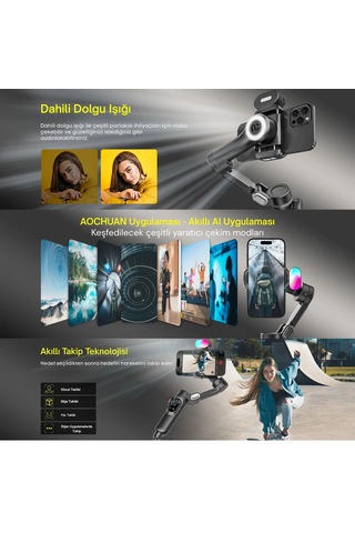 Shopytech Smart X Pro Combo 3 Eksen Akıllı Telefon Gimbal Stabilizer İos & Android