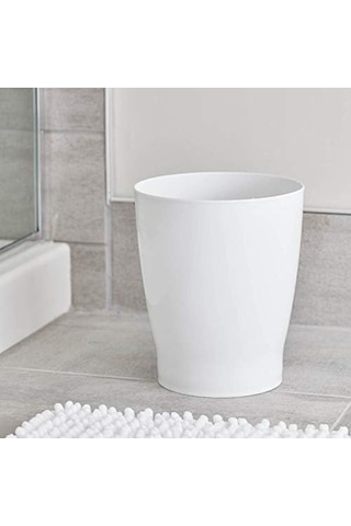 Banyo, Yatak Odası, Ev Ofis, Yurt İçin Kompakt Yuvarlak Plastik Çöp Kovası, 19,6 Cm X 19,6 Cm X 23,1 Cm, Franklin Koleksiyonu, Beyaz Siyah