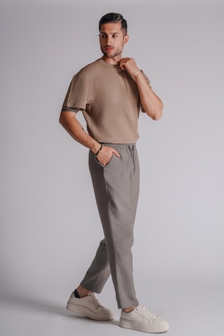 Erkek Yandan Cepli Beli Lastikli Keten Dokulu Relaxed Fit Jogger Pantolon Haki Haki