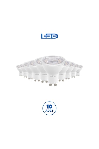 Rtl11101-10 Rother Gu10 Led Spot Ampul 6w 540 Lümen 6000k Beyaz Işık Enerji Tasarruflu Ampul 10 Adet