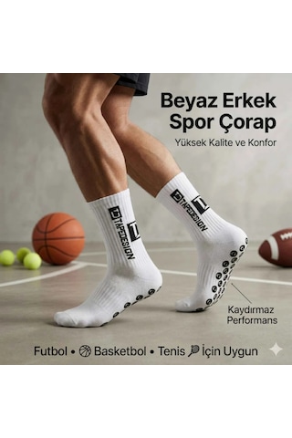 Womanandkids Wak Kaydırmaz Futbol Basketbol Tenis Erkek Spor Çorap, Beyaz, Kaymaz Çorap Tabanlı, Dikişsiz Ve Parf