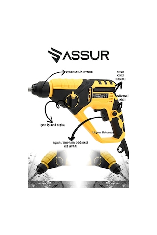 Assur 250W 2 Kademeli Bakır Sargılı Darbeli Kırıcı Delici Hilti - 1772