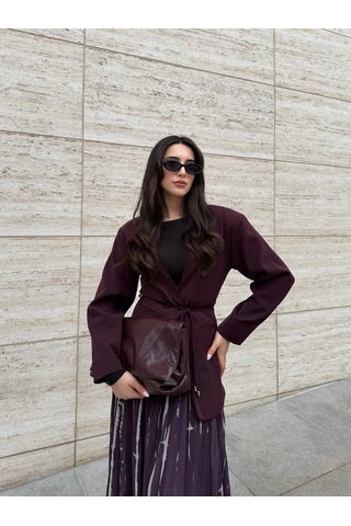 Laluvia Bordo Bağcıklı Ceket - 9702 Bordo