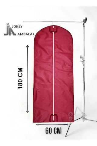 Jokey Ambalaj Fermuarlı Dolapiçi Gamboç Kıyafet,takım Elbise,abiye Ve Gelinlik Kılıfı 60x180cm Kırmızı