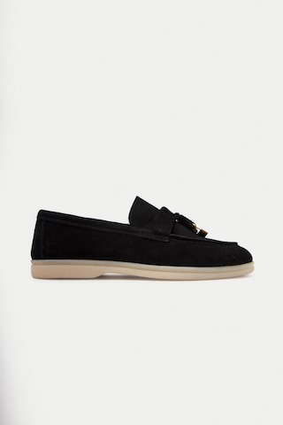 Mubiano Hakiki Deri Collection Kadın Süet Loafer & Babet Siyah -mckry1410-s Siyah