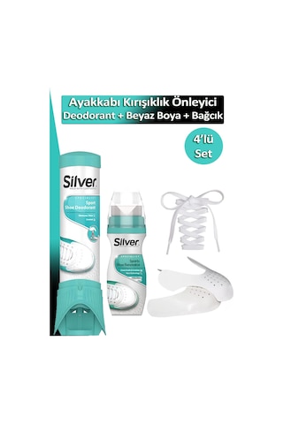 Ayakkabı Kırışıklık Önleyici Koruyucu M + Ayakkabı Deodorantı Beyaz Ayakkabı Boyası Bağcık 4'lü Set