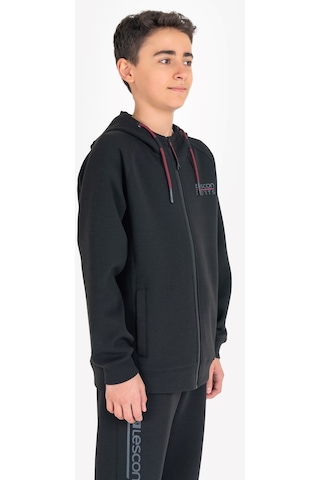 Lescon Siyah Çocuk Fermuarlı Kapüşonlu Sweatshirt 23n-3121