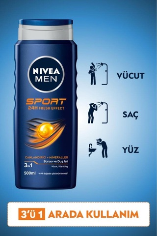 Nivea Men Saç Ve Vücut Şampuanı Sport 500 Ml 2 Adet
