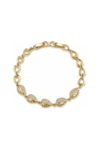 Cm Jewelry Damla Zirkon Taşlı Kalp Detaylı Bileklik Gold Kadın Bileklik Altın